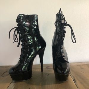 Please Black Patent Size 9(fits 8)Platform Booties